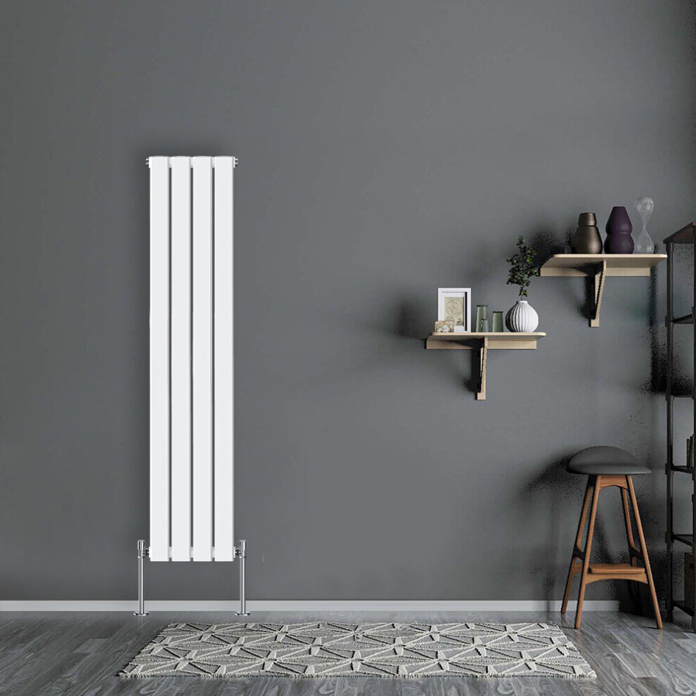 Nrg (Vertical 1600X272mm - Single) Flat Panel Designer Bathroom Central Heating Radiator Gloss Column White