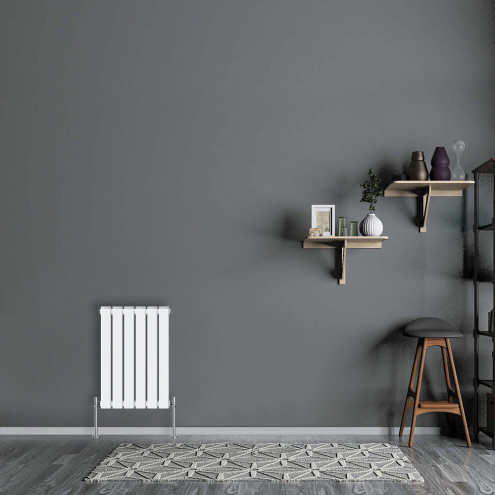 Nrg (Horizontal 600X408mm - Double) Flat Panel Designer Bathroom Central Heating Radiator Gloss Column White