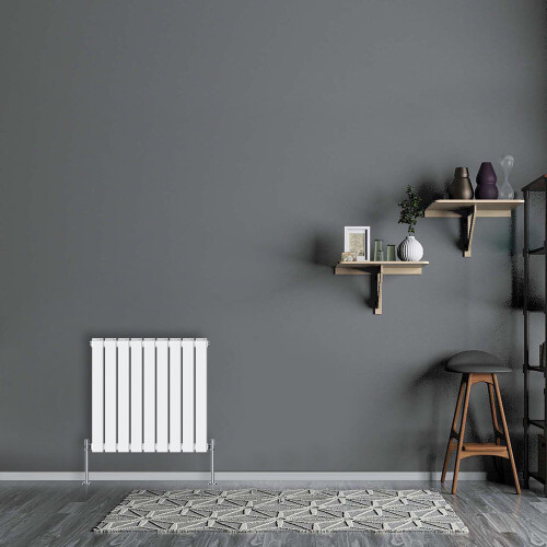 NRG (Horizontal 600x612mm - Double) NRG Flat Panel Designer Bathroom Central Heating Radiator Gloss White Column