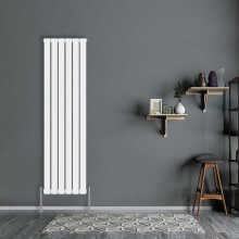 (Vertical 1800x408mm - Single) NRG Flat Panel Designer Bathroom Central Heating Radiator Gloss White Column