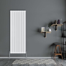 (Vertical 1800x544mm - Double) NRG Flat Panel Designer Bathroom Central Heating Radiator Gloss White Column