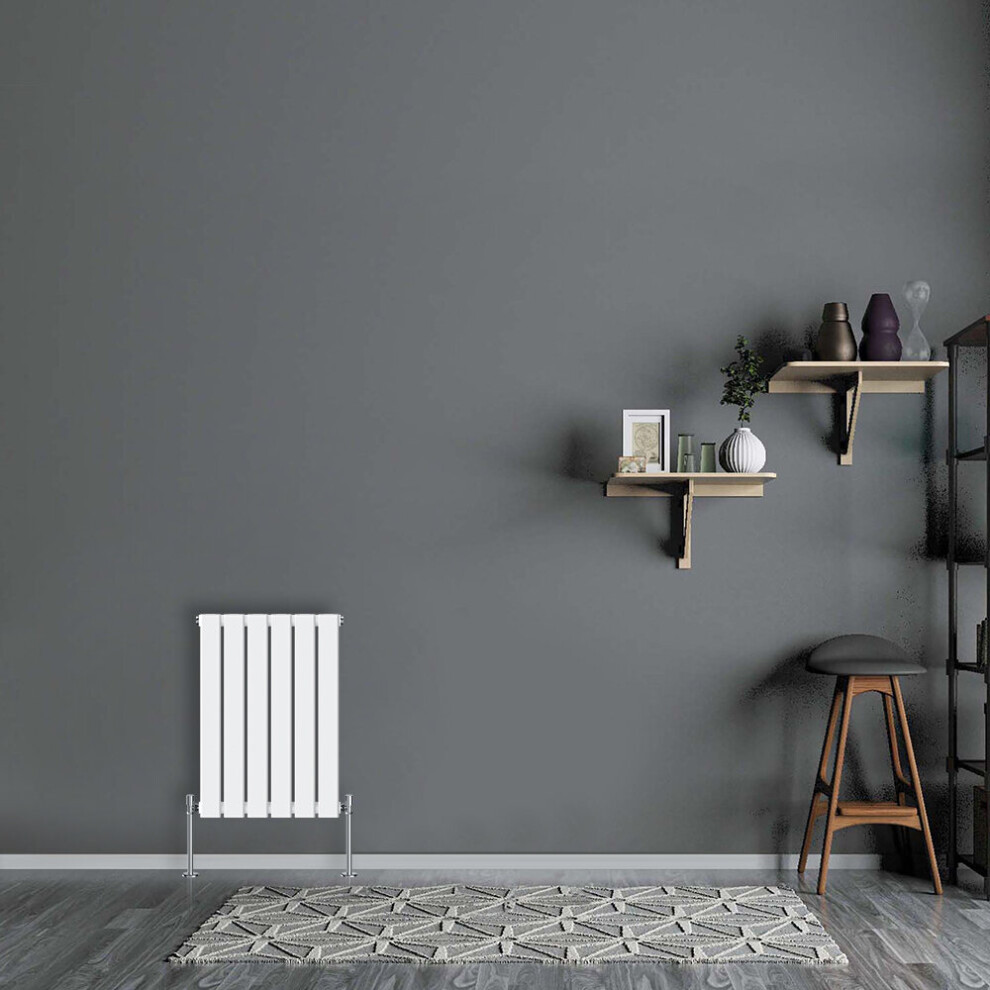 Nrg (Horizontal 600X408mm - Single) Flat Panel Designer Bathroom Central Heating Radiator Gloss Column White