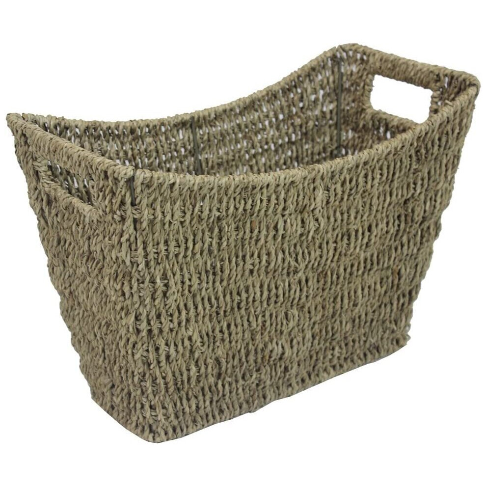 MantraRaj Seagrass Magazine Rack Storage Rack Wicker Ideal Storage for Magazines Newspapers Handles Stylish Curved