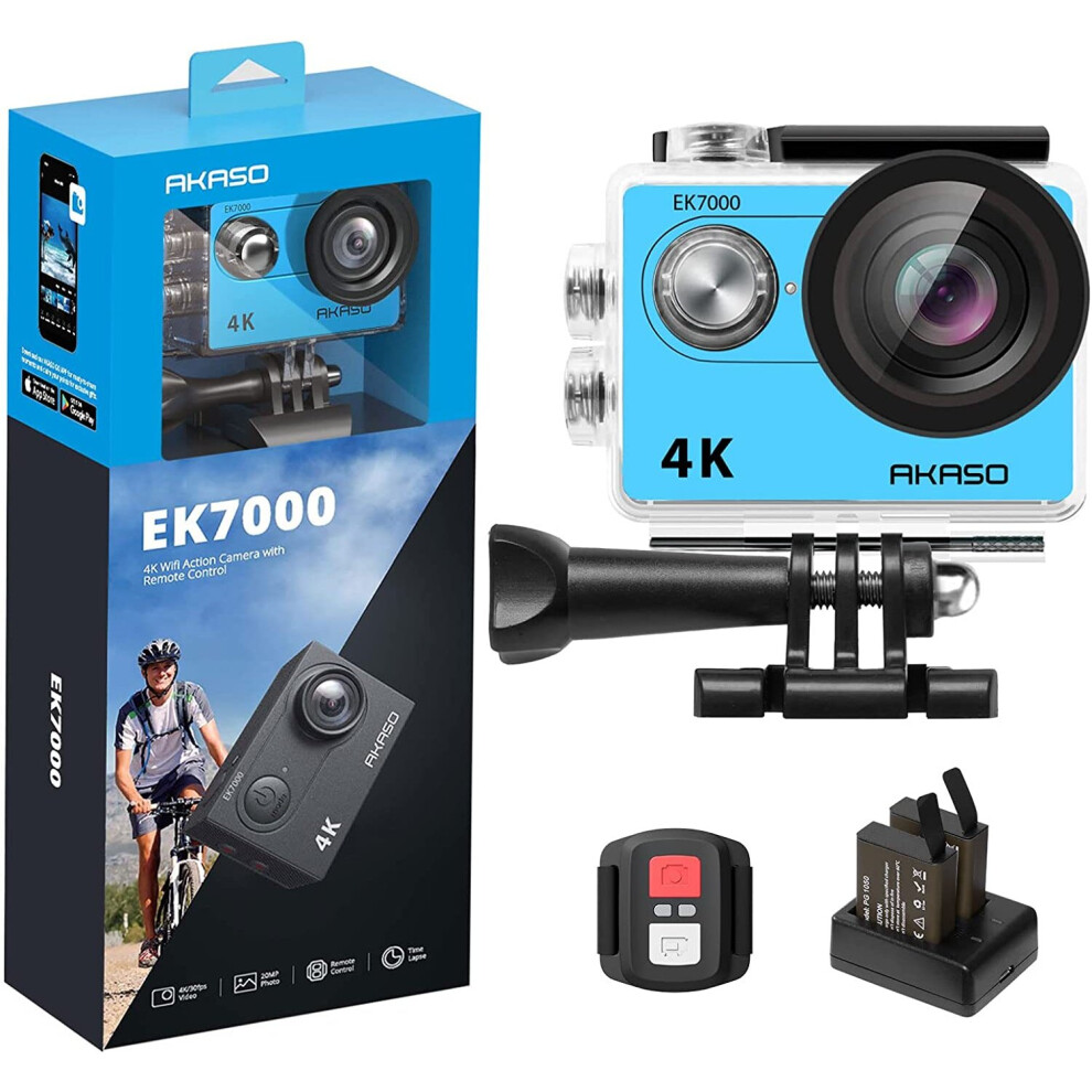 AKASO EK7000 4K30FPS Action Camera Ultra HD Underwater Camera 170 Degree Wide Angle 98FT Waterproof Camera Blue