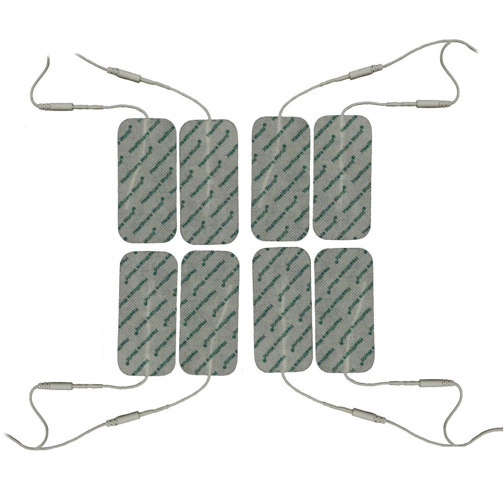 Healthcare World Large Tens Electrodes X 8 With Pair Of 4 Pin Leads
