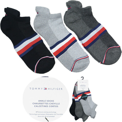 Tommy Hilfiger (6-10.5) TOMMY HILFIGER Mens Ankle Socks 3Pack 6-10.5