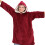 (One Size, Red) Men Ladies Oversized Hoodie Plain Snuggle Blanket 3