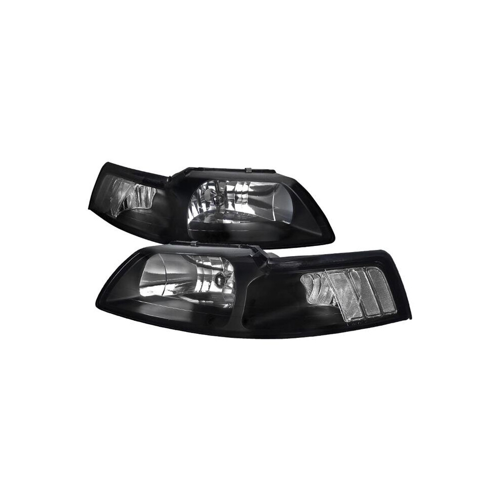 Headlights For 1999-2004 Ford Mustang Black 752516049805