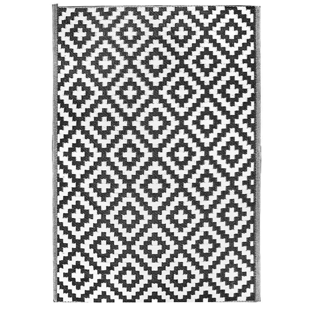 (Black) AAMEN 180x120cm Outdoor Large Rugs Waterproof Reversible Floor Mat