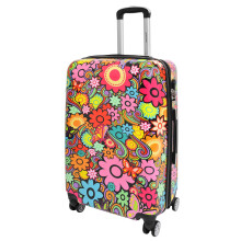 (Large | 76x50x30cm/ 4.20KG/ 100L/15) 4 Wheel Suitcases Multicoloured Flower Print PC Hard Shell Luggage Lightweight Travel Bags Orchid