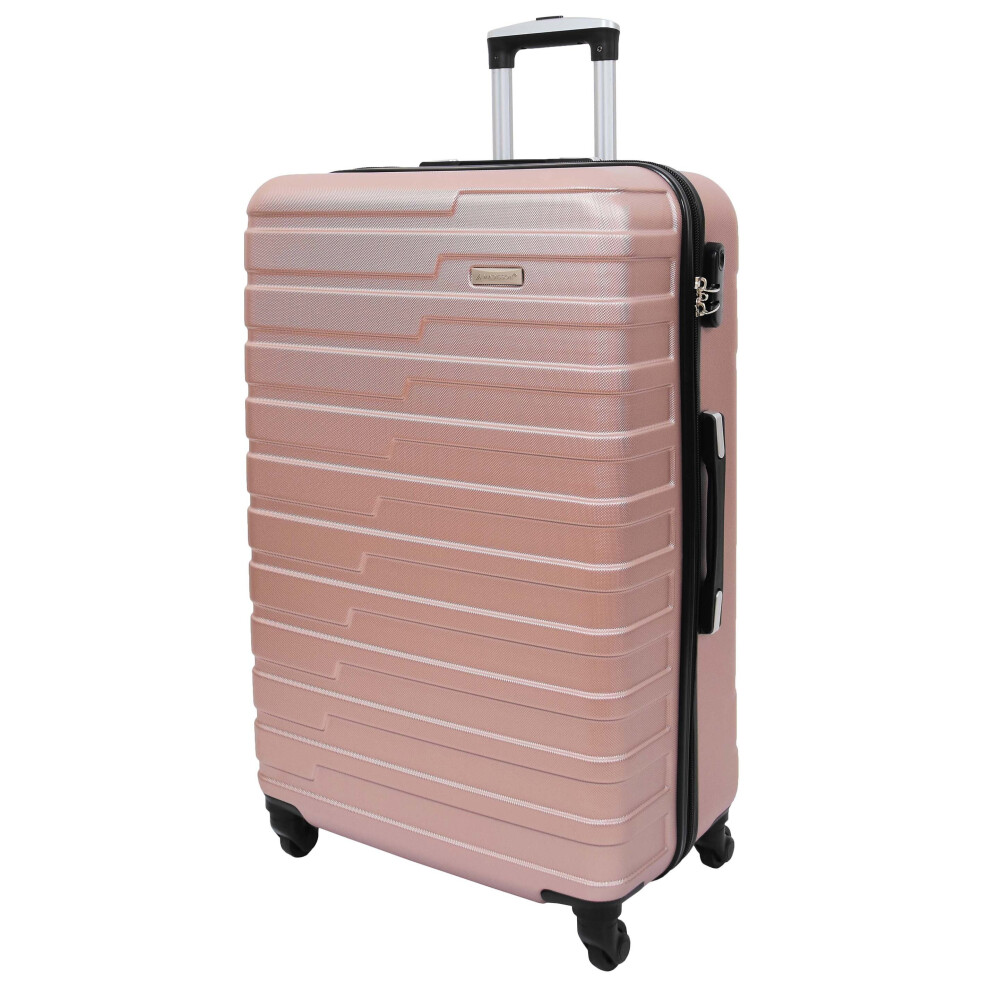 (Rose Gold, LARGE | 76x49x30cm/ 3.80KG/ 92L) Robust 4 Wheel Suitcases ABS Rose Gold Lightweight Digit Lock Luggage Travel Bag Stargate