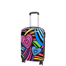 (Multicolour, Cabin) Expandable Hard Shell Multicolour Hearts 4 Wheel Luggage Suitcase