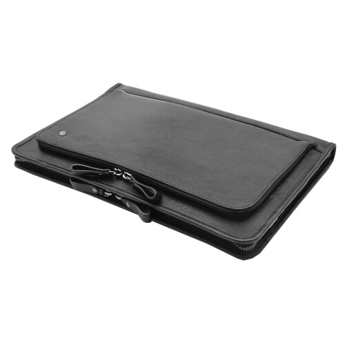 Black Leather Folio Bag A4 Document Underarm Portfolio Case - Stanford