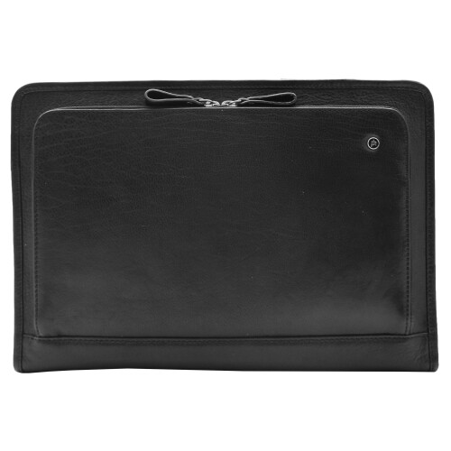 Black Leather Folio Bag A4 Document Underarm Portfolio Case - Stanford 2