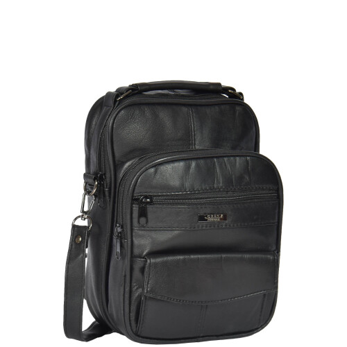 Mens Real Leather Grab Shoulder Bag Black Tim