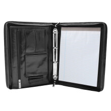 Real Leather Folio Underarm Bag Black Ring Binder A4 Pad - Arturo