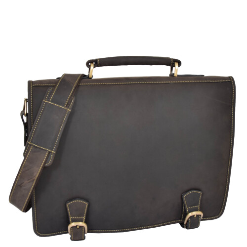 Real Leather Vintage Brown Briefcase Laptop Shoulder Bag A134 1
