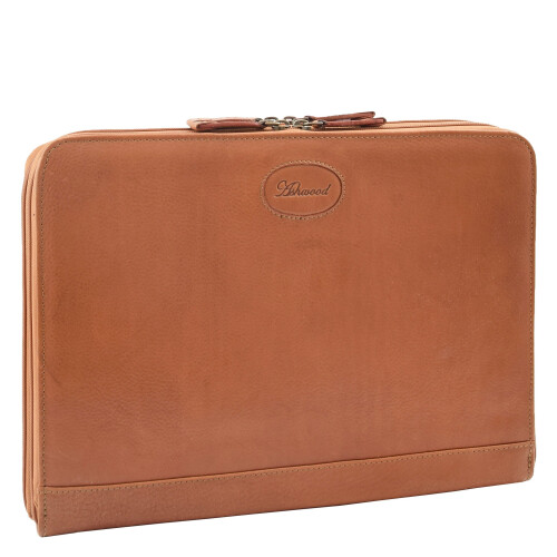 Real Tan Leather Folio Case A4 Document Underarm Conference Bag Ben 1