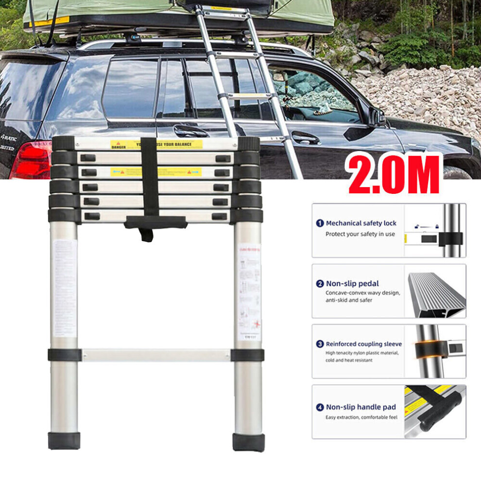 2.0M  Portable Heavy Duty Multi-Purpose Aluminium Telescopic Ladder