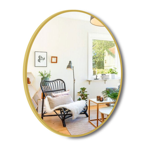 (Gold, 50cm) Large round wall mirror aluminum frame home decor 2