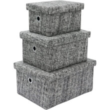 MantraRaj Urban Rectangular Paper Storage Boxes With Lids Set of 3 Foldable Storage Boxes With Lids