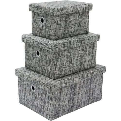 MantraRaj Urban Rectangular Paper Storage Boxes With Lids Set of 3 Foldable Storage Boxes With Lids