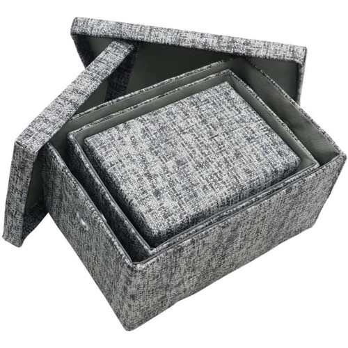 MantraRaj Urban Rectangular Paper Storage Boxes With Lids Set of 3 Foldable Storage Boxes With Lids 2