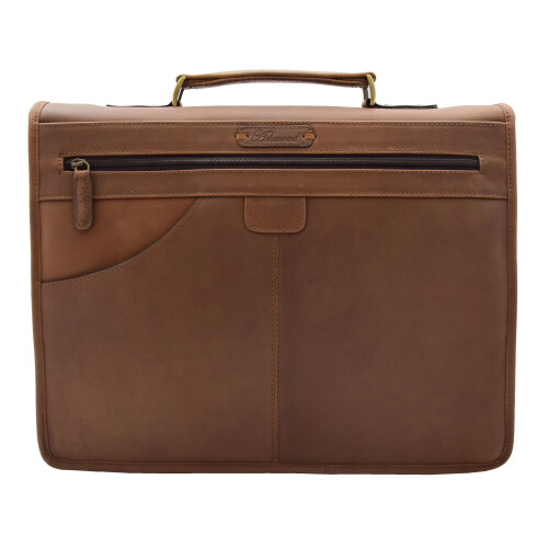 Brown Mud Hunter Leather Briefcase Expandable Office Bag Messenger Laptop Case Thomas 2