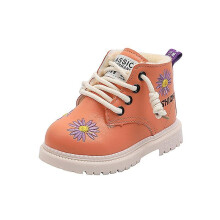 (Orange, 30) Kids Martin Boots Winter Snow Boots Toddler Non Slip Warm Ankle Shoes