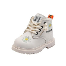 (White, 23) Kids Martin Boots Winter Snow Boots Toddler Non Slip Warm Ankle Shoes