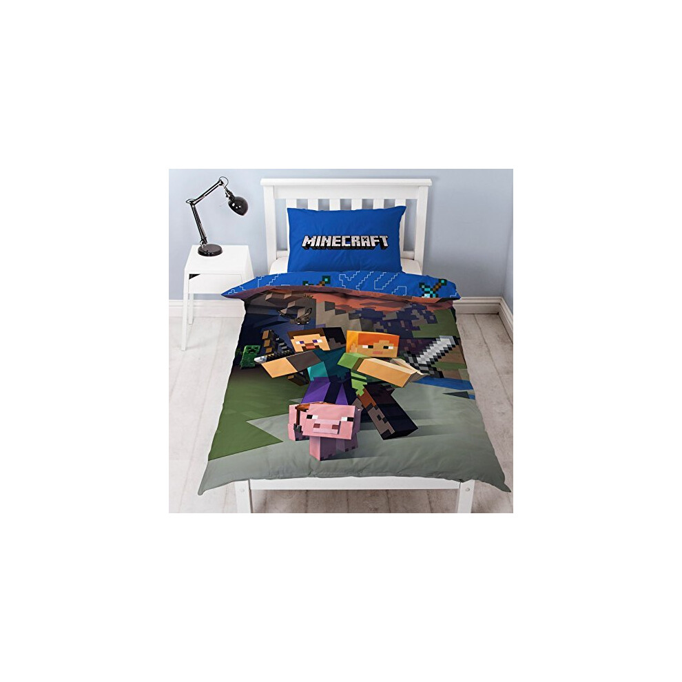 NEW MINECRAFT Reversible Cube Single Duvet Quilt cover set GAME MOVIE Kids Boys