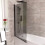 NES Home 800mm Square Bath Screen Matt Black Profile Grey Tinted Glass Reversible | Sky 2