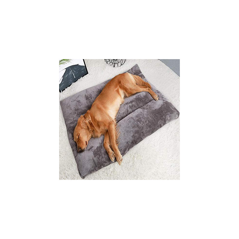 HANHAN Extra Large Warm Dog Pillow Bed Crate Pad Orthopedic Bedding Anti Anxiety Memory Foam Chew Proof Mattress Sleep Bag Flat Indestructible Medium