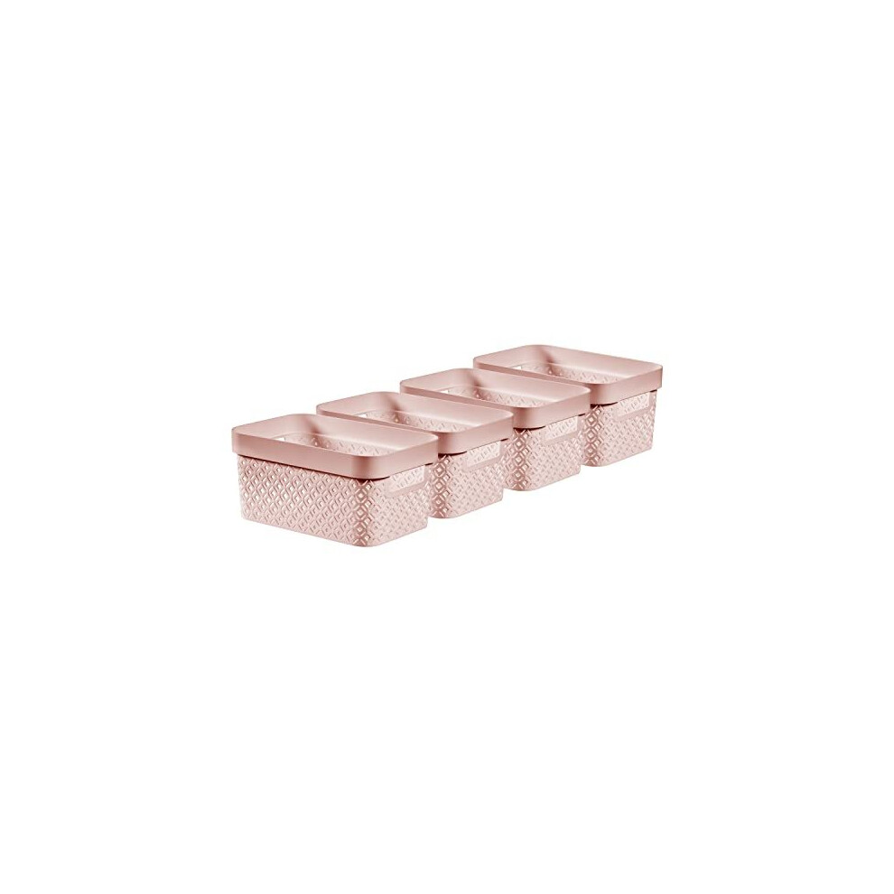 Curver Terrazzo x4 Small Rectangular Storage Basket 4.5L - Pink