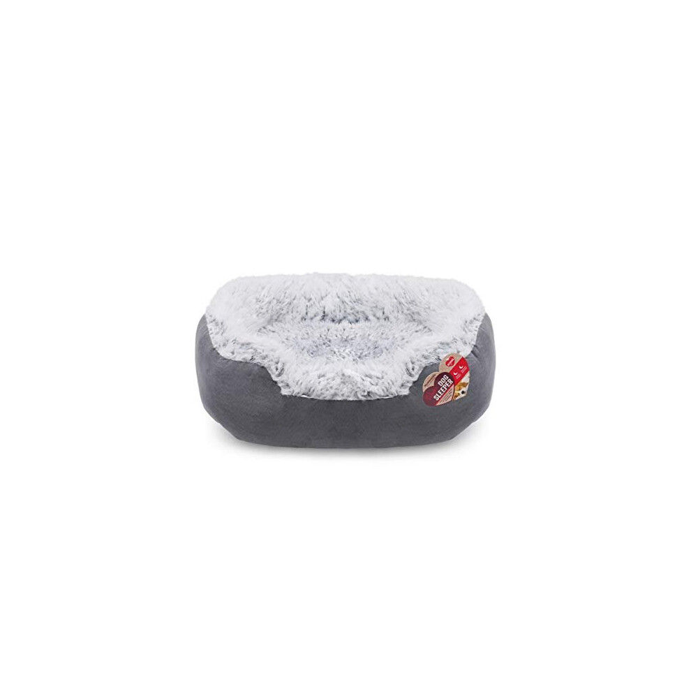 Rosewood Small Dog Bed For Dogs, Cats, Kittens And Puppies ,Machine Washable, Super Soft And Cosy Faux Suede And Faux Fur Dog Bed, Grey, 55 X 28 X