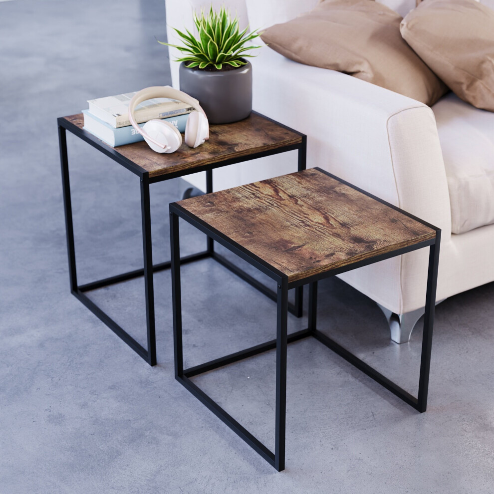 (Dark Wood) Brooklyn 2pc Nesting Coffee & End Tables