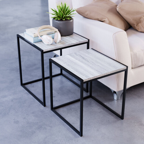 Vida Designs (Grey) Brooklyn 2pc Nesting Coffee & End Tables