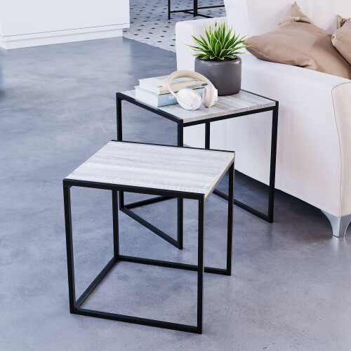 Vida Designs (Grey) Brooklyn 2pc Nesting Coffee & End Tables 2