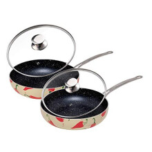 Kichenly Skillet Frying Pan Set with Lids - Chili Design 9.5 + 11 inch