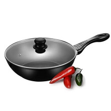 Wok Stir Fry Pan with Glass Lid 28CM - Non Stick Induction Wok Deep Frying Pan with Heat Resistant Handle - All Stoves Compatible - PFOA Free Scratch