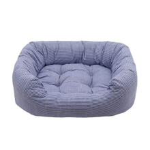 Rosewood Medium Dog Bed For Medium Dog Breeds. Machine Washable, Super Soft And Cosy Sky Blue Striped Linen Look Dog Bed, 65X52X18Cm (Approximatley