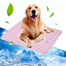 KALINU Pet Cooling Mat, Heat Relief Mat Dog Cooling Pad, Ice Silk Material Soft and Ease Cat Cool Mat Summer Sleeping Bed Keep Cool (Pink,XL: