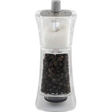 Grunwerg 9174M Gmill Acrylic Combination Salt & Pepper Mill, Ceramic Adjustable Peppercorn Grinder and Salt Shaker, 13cm, Clear