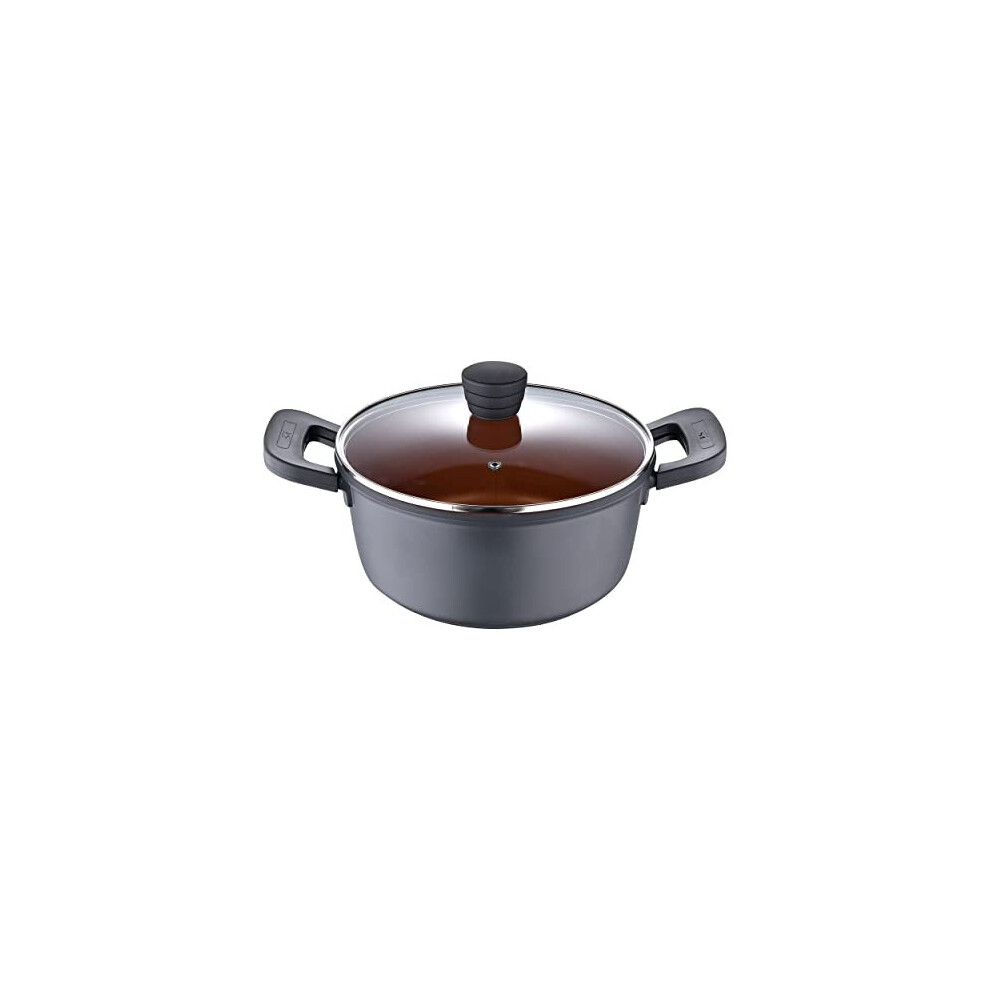 San Ignacio Bronze Collection Non Stick Sauce Pan with Stay Cool Handle & Glass Lid | Cast Aluminum Cooking Stock Pots & Casserole for Induction,-image-OPC-PB8WWRW-NEW