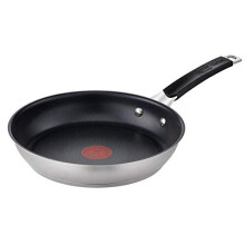 Jamie Oliver by Tefal E51204 Frying Pan 24 cm Non-Stick Coating Safe Thermal Signal Riveted Handle Suitable for Induction Healthy Cooking Stainless
