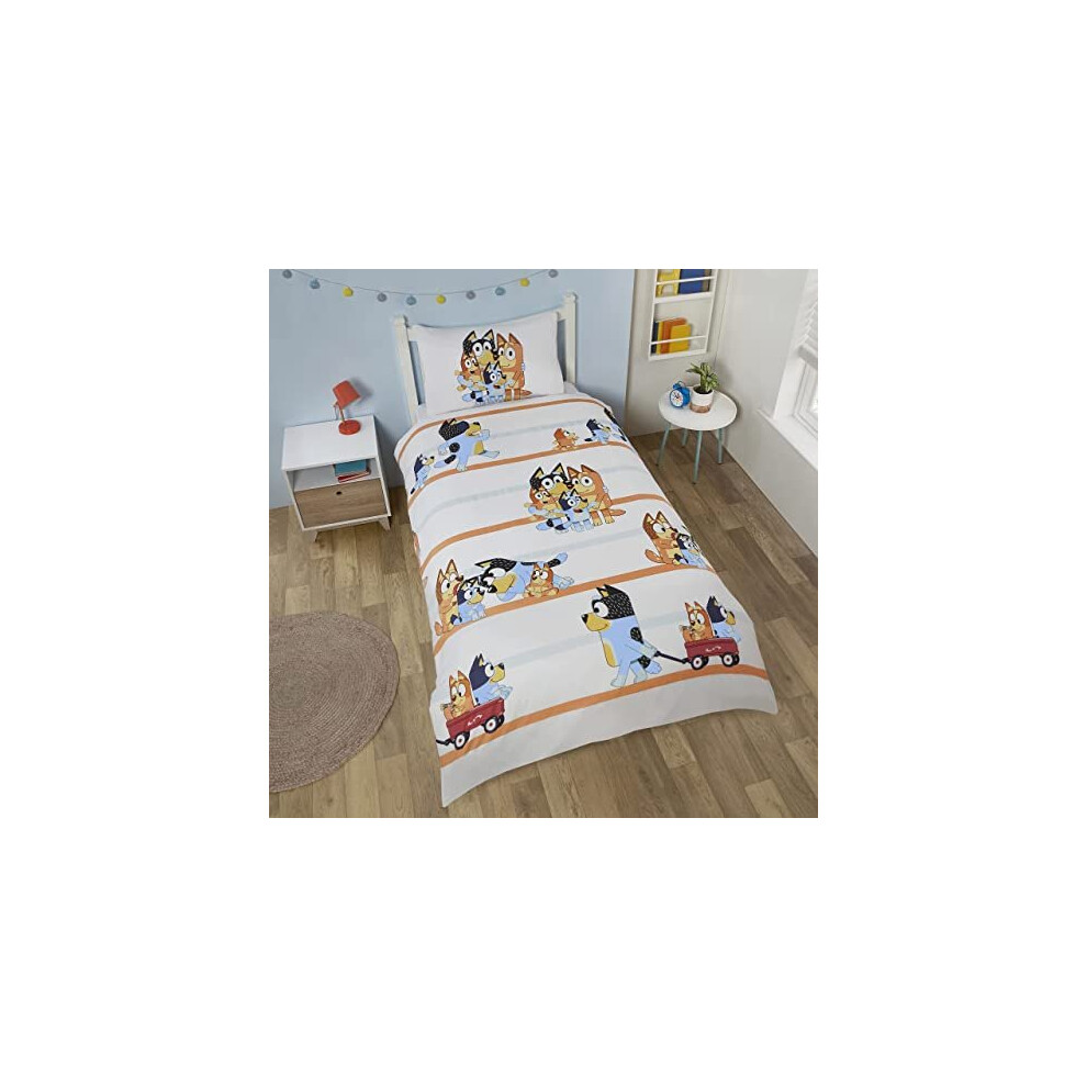 Bluey And Family Soft Reversible Bedding Single Size Duvet Cover And Pillow Set For Toddler And Kids Ideal Prime Gift Coco Moon