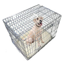 Ellie-Bo Deluxe Dog Puppy Cage 2 Door Folding Crate with Faux Sheepskin Bed (X-Large, 42-inch, Silver)