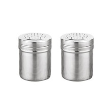 2 Pcs Salt Pepper Shaker Salt Pot Stainless Steel Spice Jar Seasoning Shaker for Lid Kitchen Gadget