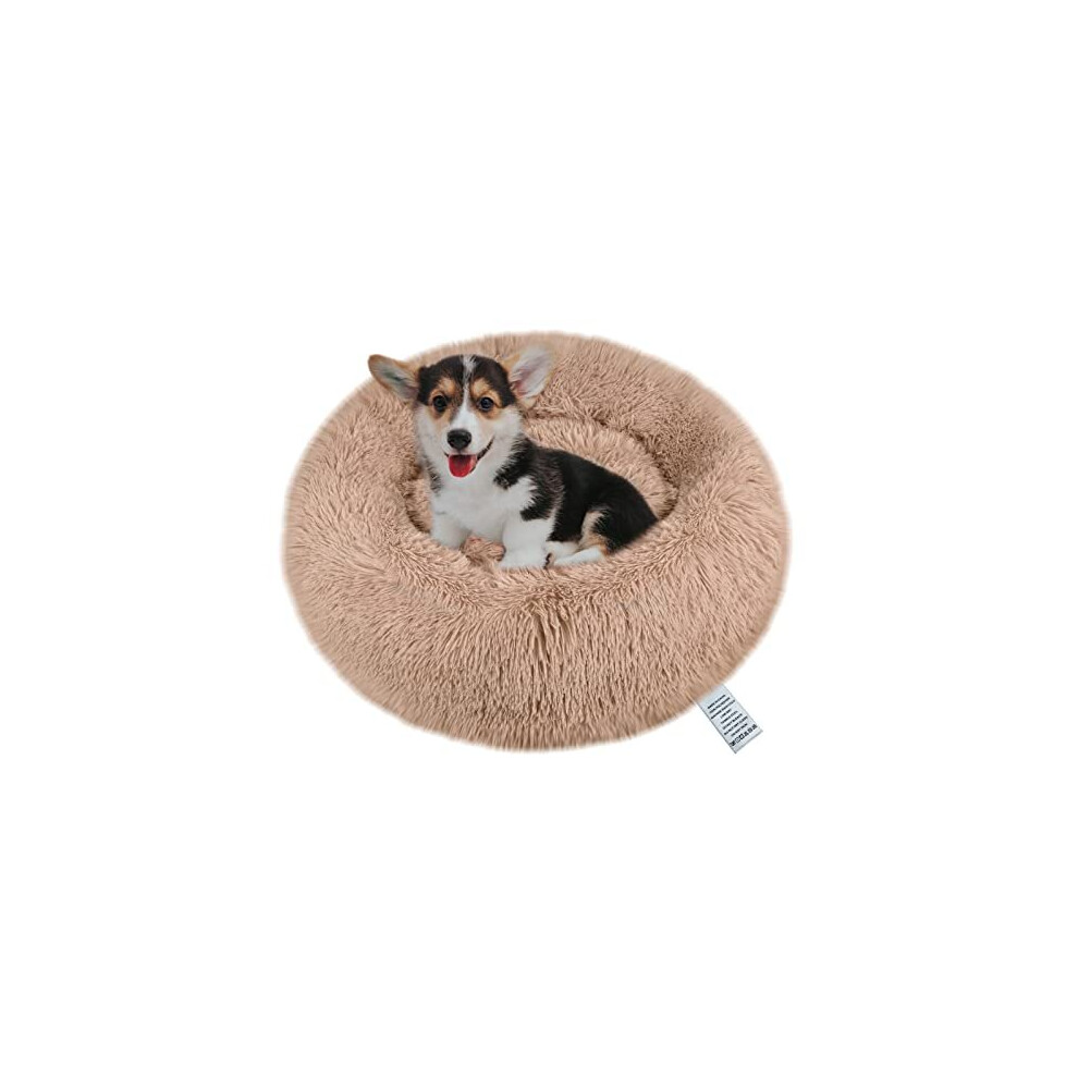 Donut Dog Bed Medium Washable - Round Calming Pet Cuddler Relief Anti Anxiety - Plush Fluffy Cat Cushion Anti-Slip Bottom Orthopedic for Kitten - Soft