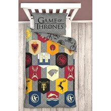 Game of Thrones Official House Of The Dragon Single Duvet Cover Set, Grey, GOTICODS001UK1